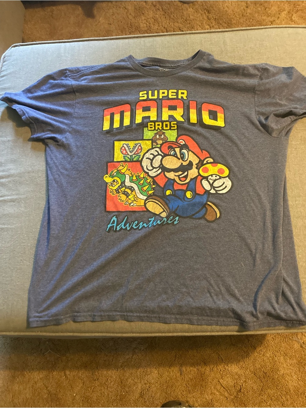 Super Mario Bros Gray Graphic T-Shirt